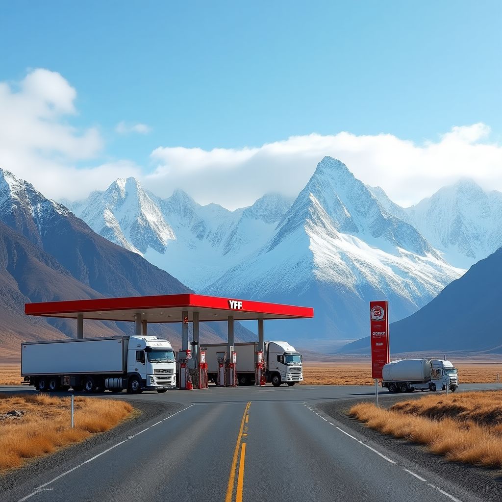Estación YPF en ruta patagónica